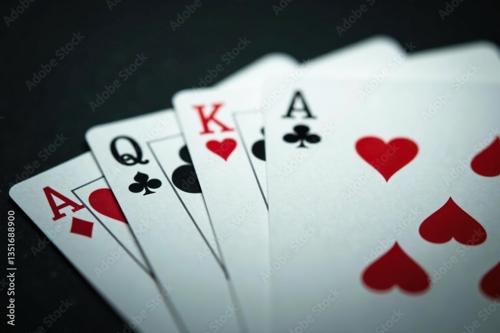 Playing cards arranged in a neat ace sequence , illustration, luck, win Playing cards arranged in a neat ace sequence , illustration, luck, win