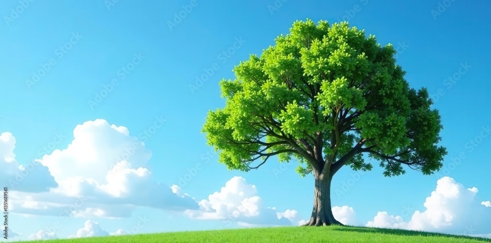 tree isolated against a clear blue sky with white clouds, light, pure tree isolated against a clear blue sky with white clouds, light, pure
