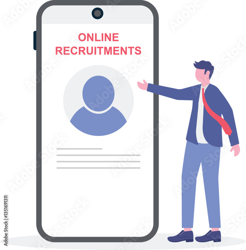 The recruitment concept is carried out online. online job search and human resources, new employee recruitment,

