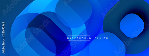 Circular abstract design with overlapping translucent circles and round shapes, blending gradients and smooth curves, creating depth, contrast, and a dynamic visual effect