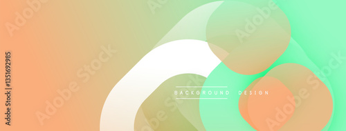 Circular abstract design with overlapping translucent circles and round shapes, blending gradients and smooth curves, creating depth, contrast, and a dynamic visual effect
