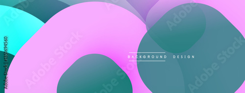 Circular abstract design with overlapping translucent circles and round shapes, blending gradients and smooth curves, creating depth, contrast, and a dynamic visual effect