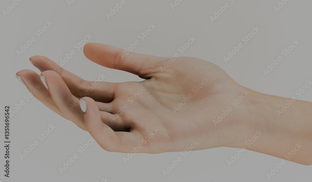 Hand, hand gesture, right hand, white background, 3D illustration Hand, hand gesture, right hand, white background, 3D illustration