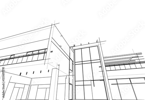 house building sketch architecture 3d illustration