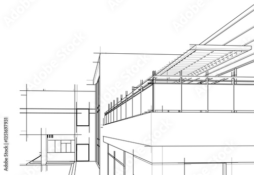 house building sketch architecture 3d illustration