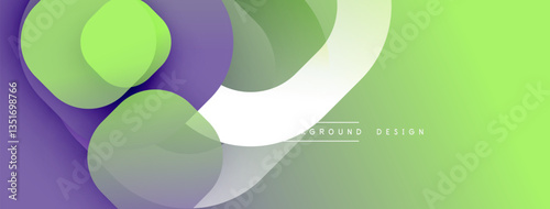 Circular abstract design with overlapping translucent circles and round shapes, blending gradients and smooth curves, creating depth, contrast, and a dynamic visual effect