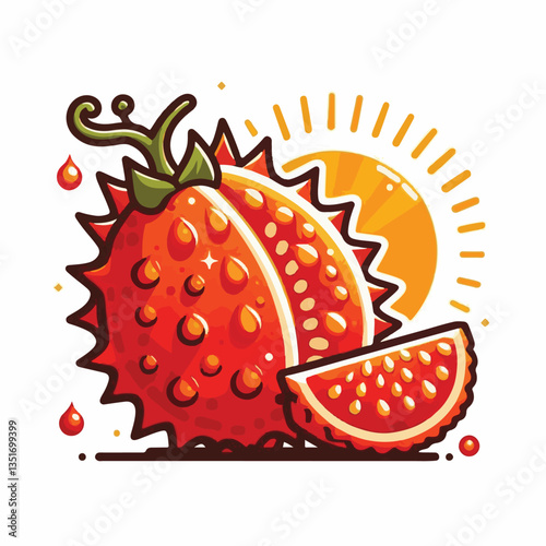 food, healthy, fruit, gac, fresh, organic, raw, freshness, delicious, isolated, orange, sweet, white, red, spiny, asian, green, bitter, background, plant, vegetarian, gourd, baby, vegetable, agricultu