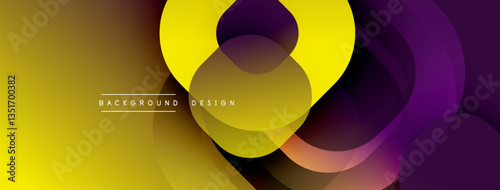 Circular abstract design with overlapping translucent circles and round shapes, blending gradients and smooth curves, creating depth, contrast, and a dynamic visual effect