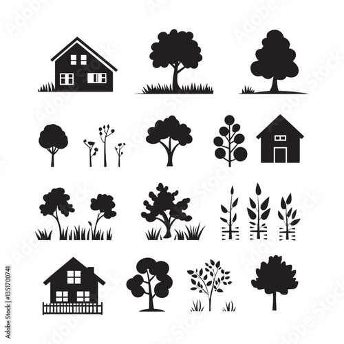 Silhouette designs for eco-friendly living clipart