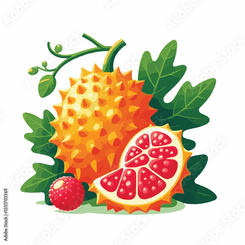 food, healthy, fruit, gac, fresh, organic, raw, freshness, delicious, isolated, orange, sweet, white, red, spiny, asian, green, bitter, background, plant, vegetarian, gourd, baby, vegetable, agricultu