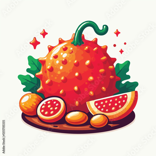 food, healthy, fruit, gac, fresh, organic, raw, freshness, delicious, isolated, orange, sweet, white, red, spiny, asian, green, bitter, background, plant, vegetarian, gourd, baby, vegetable, agricultu