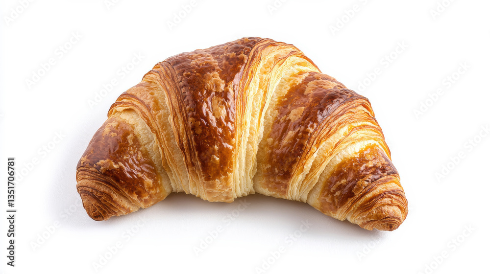 Freshly baked croissant with a flaky, golden-brown crust and soft interior. isolated on white background. Freshly baked croissant with a flaky, golden-brown crust and soft interior. isolated on white background.