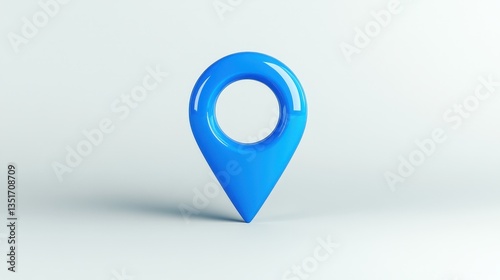 Free Download A glossy blue location pin on a light background, symbolizing navigation and geographical referencing. - GFXLoad
