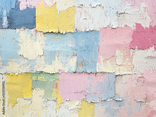Abstract composition capturing nostalgic childhood memories through pastel hues and soft textures evocative of old toys and warmth