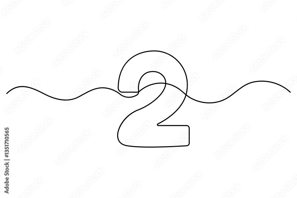 Number 2 in continuous line drawing style. editable One line drawing of number 2 icon. Vector illustration
Number 2 in continuous line drawing style. editable One line drawing of number 2 icon. Vector illustration