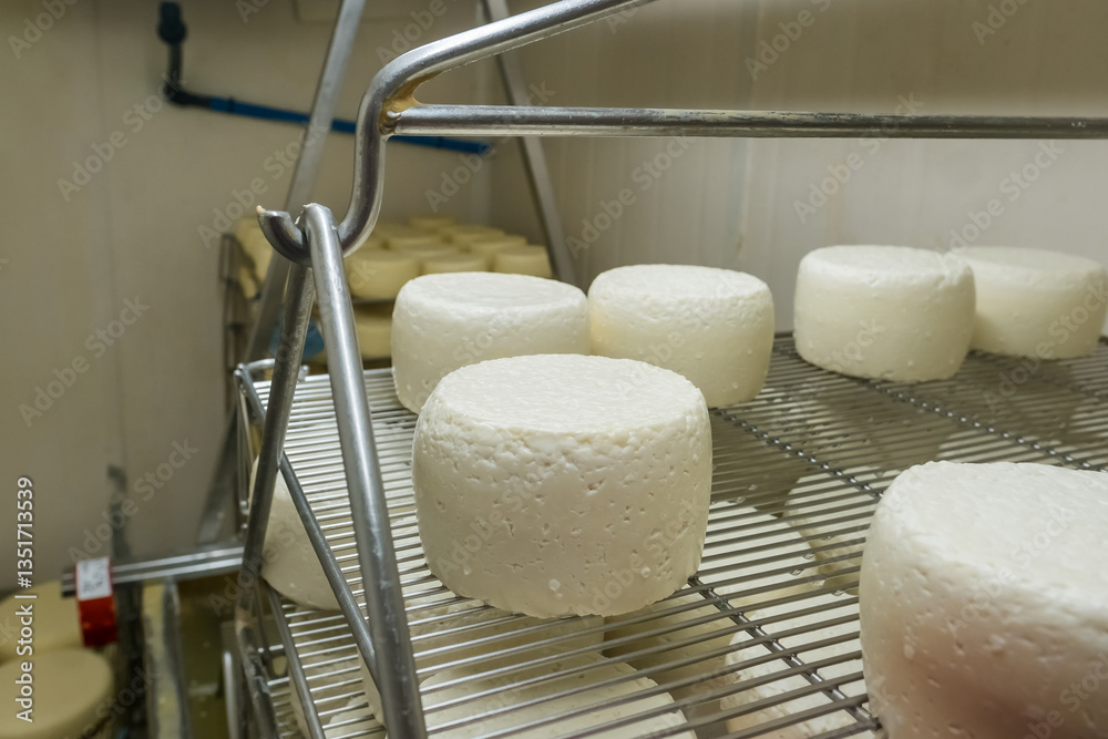 Process of cheesemaking in the Pyrenees Mountains