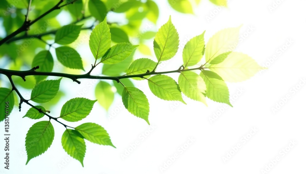 Isolated branches with leaves on a white background, plant life, trees, greenery