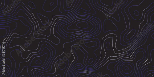 "Dynamic Abstract Pattern in Color, Merging Seamless Lines and Geometric Grids to Represent Sea and Mountain Topography on a Dark Black Canvas"
