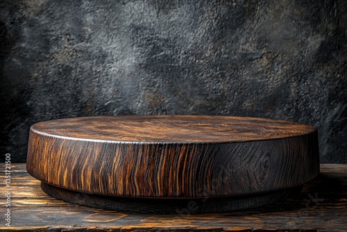 Wallpaper Mural Classic Wooden Podium with Rich Texture on Dark Background for Display and Presentation Use Torontodigital.ca