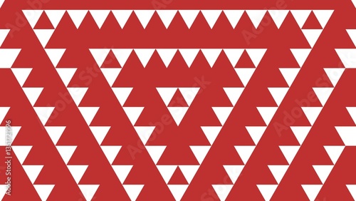 Red and White Geometric Triangle Pattern. Abstract red and white geometric triangle pattern with symmetrical design