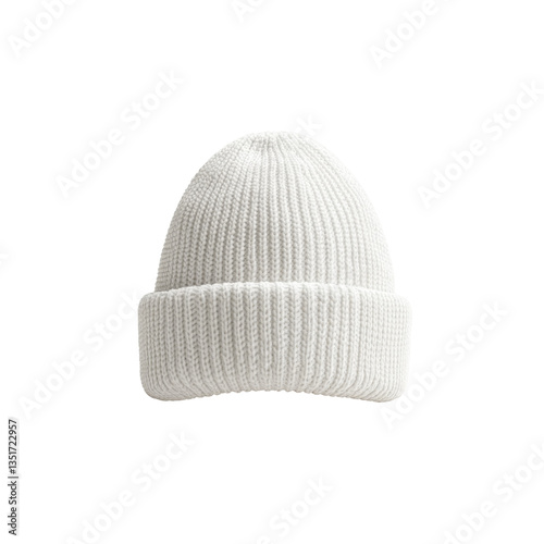 Beanie hat mockup showcases a soft white beanie with ribbed texture, ideal for branding or apparel design projects.