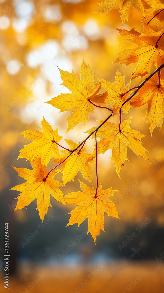Autumn leaves glowing in warm sunlight on a blurred background Autumn leaves glowing in warm sunlight on a blurred background