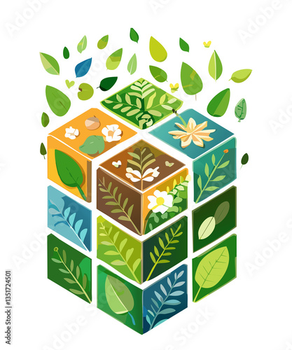 3d environment cube. Nature block.