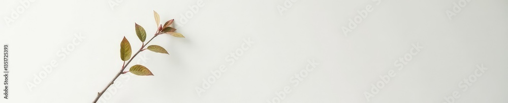 A single isolated branch leaning against a light-colored wall, minimalist, simple A single isolated branch leaning against a light-colored wall, minimalist, simple