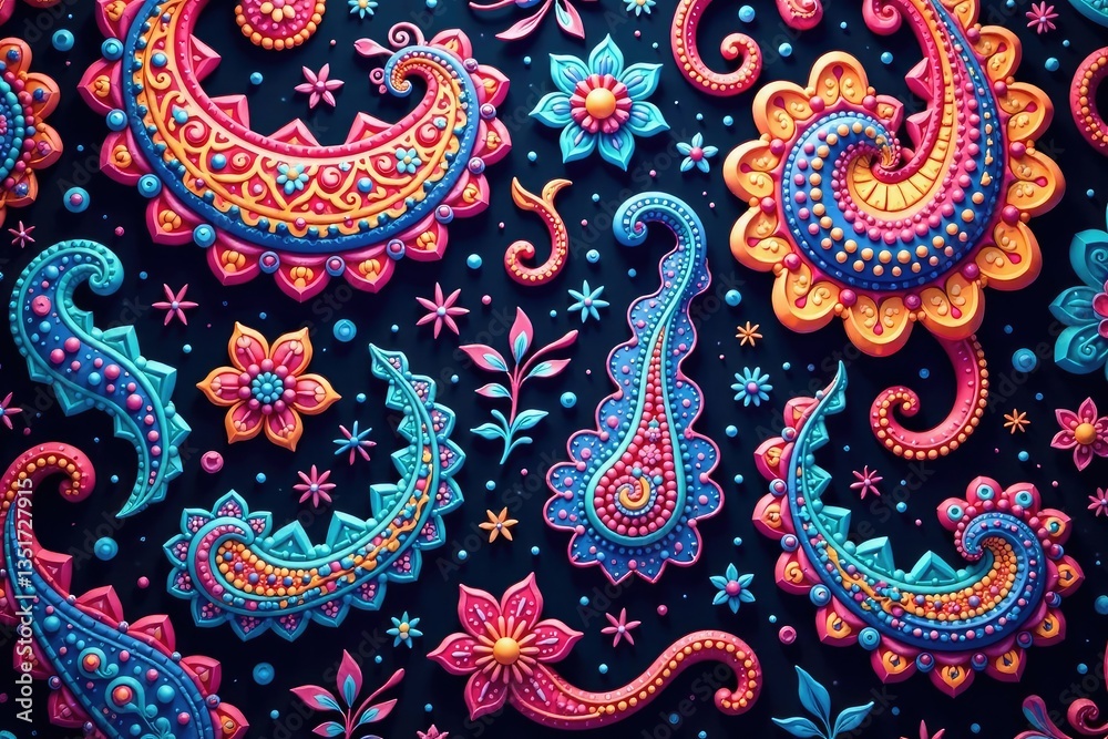 Fluid paisley design, infinitely repeating in a captivating flow , subtle pattern, indo-persian pattern, floral pattern