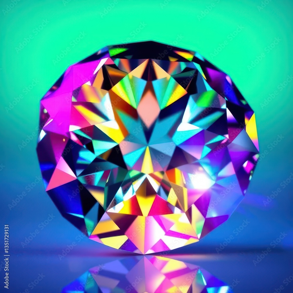 Rotating diamond, facets refract light, vibrant rainbow sparkles, clarity, sparkling Rotating diamond, facets refract light, vibrant rainbow sparkles, clarity, sparkling