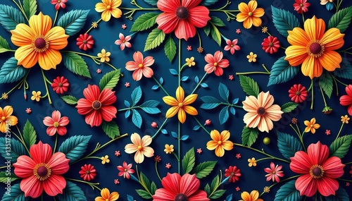 Intricate floral design, repeating seamlessly , motif, repeat, bloom