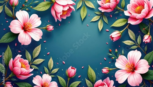 Repeating floral motif, delicate blossoms & soft foliage, subtle, botany, textile