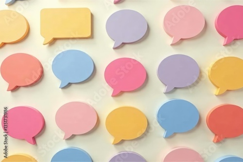 Repeating speech bubble pattern, pastel colors, surface, print