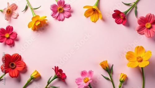 Scattered single blooms, evenly spaced, on a light background, repeat pattern, texture pattern