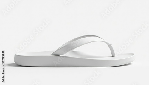 Single white flip-flop isolated on pure white background, simple, minimal