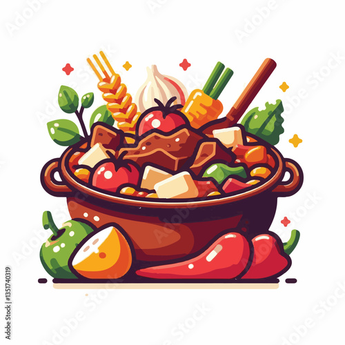 food, meat, stew, goulash, meal, cuisine, delicious, dish, dinner, beef, cooked, sauce, red, recipe, ragout, traditional, tomato, vegetable, cooking, pork, homemade, spicy, rustic, hungarian, bowl, ho