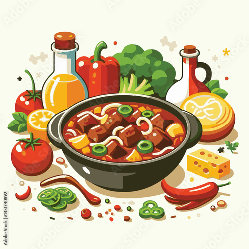 food, meat, stew, goulash, meal, cuisine, delicious, dish, dinner, beef, cooked, sauce, red, recipe, ragout, traditional, tomato, vegetable, cooking, pork, homemade, spicy, rustic, hungarian, bowl, ho