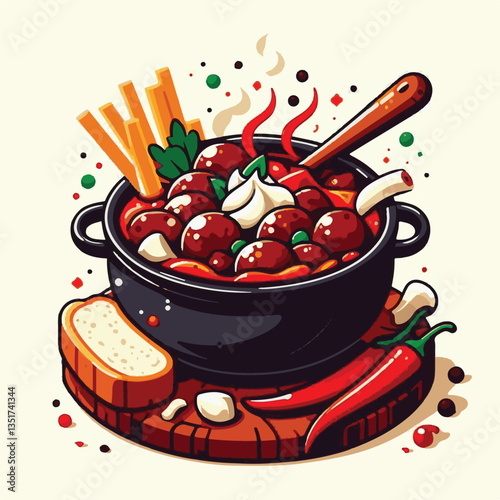 food, meat, stew, goulash, meal, cuisine, delicious, dish, dinner, beef, cooked, sauce, red, recipe, ragout, traditional, tomato, vegetable, cooking, pork, homemade, spicy, rustic, hungarian, bowl, ho
