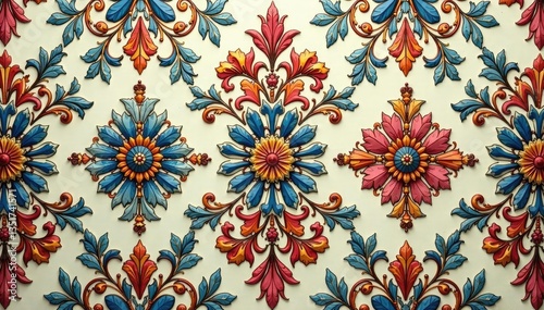 Intricate floral damask pattern in muted tones, home, pattern