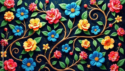 Intricate floral vine pattern, repeating design, white, spring, repeat