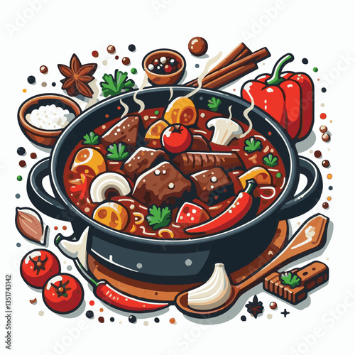 food, meat, stew, goulash, meal, cuisine, delicious, dish, dinner, beef, cooked, sauce, red, recipe, ragout, traditional, tomato, vegetable, cooking, pork, homemade, spicy, rustic, hungarian, bowl, ho