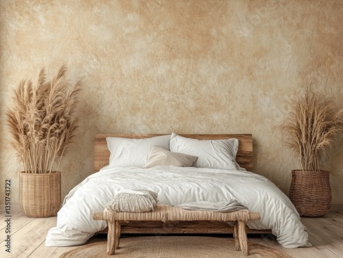 Cozy minimalist bedroom with warm tones