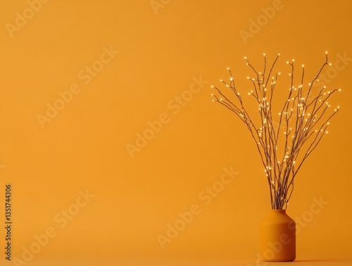 Decorative branches in a vibrant vase.