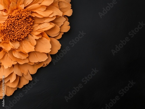 Elegant orange flower against dark background.