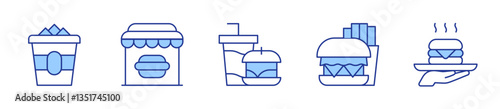 nuggets, burger, fast food. Fast food Icon vector illustration. Line Duotone style. Editable stroke