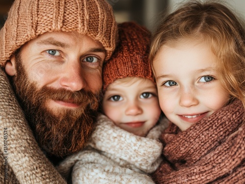 Happy family enjoying winter together.