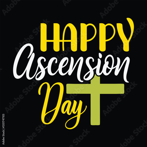 Happy ascension day typography vector art