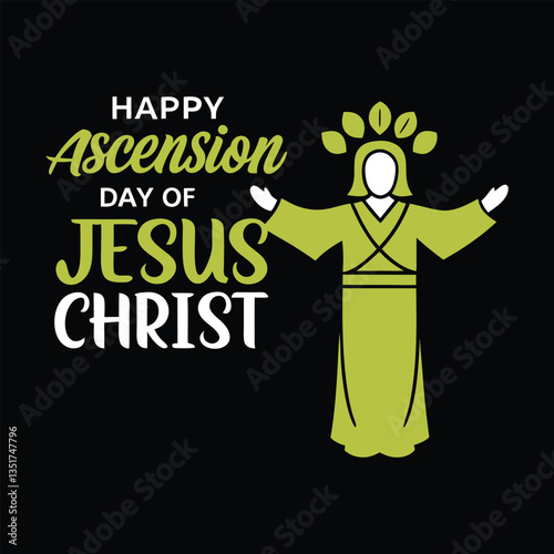 Happy ascension day of jesus christ typography vector art