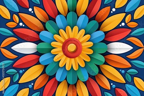 Colorful floral illustration with bright contrasting petals on a dark backdrop