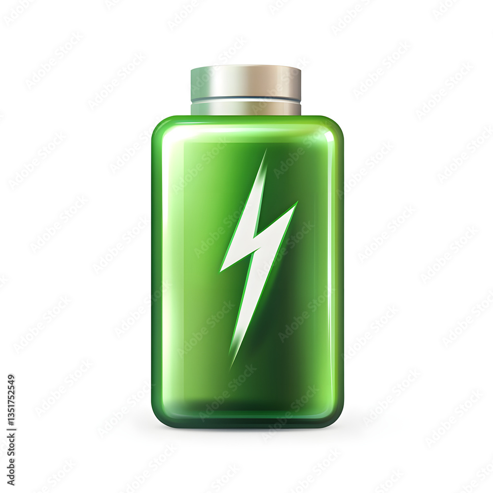 Fototapeta premium Green Battery Icon: Symbol of Clean Energy and Power
